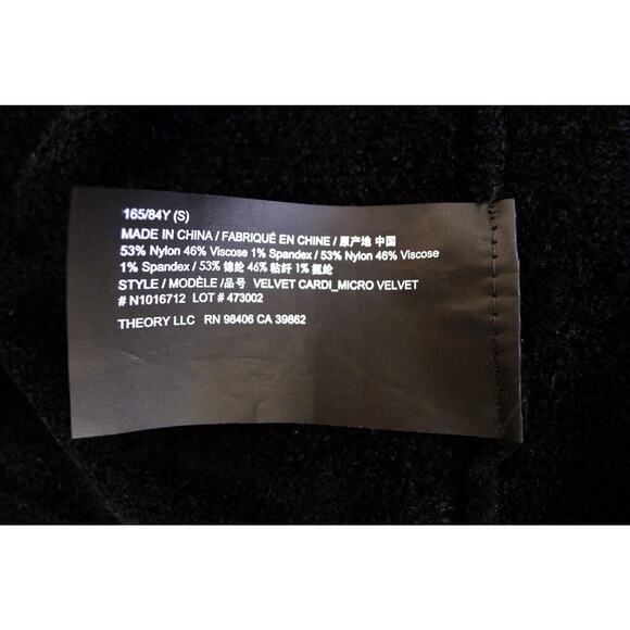 THEORY Black Velvet Rib Knit V-Neck Cardigan Sweater Top Net-A-Porter S $295 - Picture 10 of 12